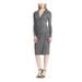 RALPH LAUREN Womens Gray Long Sleeve V Neck Midi Wear To Work Dress Size 4P