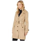 London Fog Amanda Button Lapel Trench Coat British Khaki