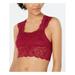 FREE PEOPLE Womens Burgundy Lace Sleeveless Square Neck Crop Top Top Size XS