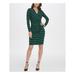 DKNY Womens Green Printed Long Sleeve V Neck Above The Knee Sheath Wear To Work Dress Size 8