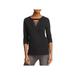 Philanthropy Womens Lace Up Long Sleeve Casual Top