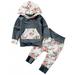 Toddlers Baby Girls Long Sleeve Floral Hoodie Outfit with Kangaroo Pocket Fall Clothes 12-18M