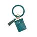 Winnereco Bracelet Keychain Card Bag Women Leopard PU Leather Tassel Wallet (Green)