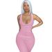 Women's Sexy Ribbed V Neck Bodycon Dress Sleeveless Tank Maxi Party Dress Solid Color Dress Slim Fit Dress