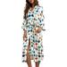 Women Leopard Kimono Robe Nightgown Sleepwear Long Satin Robe Bridesmaid Robes Silk Bathrobe for Women Ladies V Neck Loungewear