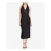 RALPH LAUREN Womens Black Sleeveless V Neck Midi Faux Wrap Cocktail Dress Size: 4