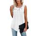 Womens tops time and tru tops tank tops for Women Sleeveless Lace Active Tank Tops Ruffle Loose Tunic Blouse Shirt Blouse