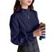 Women's Puff Sleeves Button Down Blouse Shirts Long Sleeve Mock Neck Tops