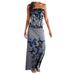 Bescita Women's Fashion Butterfly Print Casual Plus Size sleeveless strapless Dress