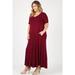 Women plus size maxi dress with side pockets Long Plus size casual solid color casual dress