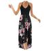 MIARHB Tiered Maxi Skirt Women Dress Women's Casual V-Neck Sleeveless Strap Open Back Print Dress