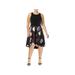 XSCAPE Womens Black Floral Sleeveless Jewel Neck Midi Hi-Lo Dress Size 4