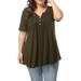 UKAP Women Plus Size Henley V Neck Button Up Tunic Tops Loose Fit Swing Tops Casual Short Sleeve Ruffle Blouse Shirts