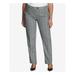 CALVIN KLEIN Womens Gray Plaid Straight leg Pants Plus Size: 20W