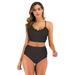 Women's High Waisted Wide Strap Adjustable Back Lace-up Bikini Set Swimsuit