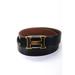 Pre-ownedHermes Leather Gold Tone Reversible Belt Black Brown 35"