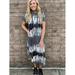 Women's Dress Crewneck Short Sleeves Loose Tie Dye Print Medium Long Dress