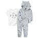 Carters Baby Boys 3-Piece Heathered Little Jacket Set Blue