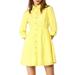 Allegra K Women's 3/4 Sleeve Button Front Flare Mini Shirt Dress