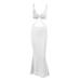 Womens Sexy Knitted Cut Out Bodycon Dress,Casual Summer Beach Long Dress Spaghetti Strap/Halter Neck Backless Club Party Maxi Dresses, White-M