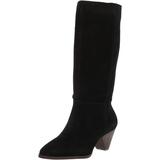 Lucky Brand Fukko Black Suede Pointed Cone Heel Mid Calf Boot (7.5, BLACK)