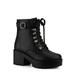 Unique Bargains Women's Zip Chunky Heels Platform Ankle Combat Boots