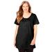 Woman Within Women's Plus Size Perfect Short-Sleeve Scoop-Neck Henley Tunic