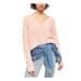 FREE PEOPLE Womens Pink Long Sleeve V Neck Sweater Size S