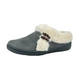 Clarks Womens Suede Leather Slipper JMH2047 - Soft Plush Faux Fur Lining - Indoor Outdoor House Slippers For Women (10 M US, Grey)