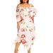 RYDCOT Fashion Women Off Shoulder Plus Size Lace Up Maxi Flowing Floral Print Dress Beige XL