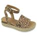 Soda Women Wedge Sandals Open Toe Ankle Strap Flatform Espadrilles Trim Platform Topic-S Dot Leopard Cheetah 5.5