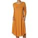 TheMogan Women's PLUS Long Sleeve Fit & Flare A-line Draped Jersey Midi Dress