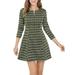 Allegra K Women's Vintage Plaid Zip Up Long Sleeve Fit and Flare Mini Dress