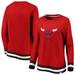 Chicago Bulls Fanatics Branded Women's True Classic Vintage Retro Stripe Fleece Crew Sweatshirt - Red