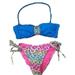 Binpure Sexy Women Leopard Halter Crystal Gemstone Bandeau Bikini Set Swimsuit Swimwear