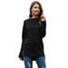 Women's Solid Color Long Sleeve Shirt Pullover Round Neck Side Split High Low Tunic Tops Fall Tops for Women Long Sleeve Side Split Casual Loose Tunic Top