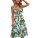 Follure Ladies Floral Sling Dress V-neck L Halter Lace Bow Tie Dyed Flower Dress