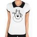 YEMAK Women's Pointed Collar Cat Tea Cup Short Sleeve Pullover Sweater MK3591CAT-IVORY/BLACK-L