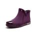 Lacyhop Fashion Rain Wear Shoes Slip On Soft Sock Black Beige Violet Purple PVC Women's Rain Boots, US Size 6-8 Booties