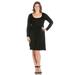 24/7 Women's Plus Size Comfort Apparel Casual Long Sleeve Pleated Plus Size Dress