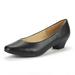 Dream Pairs Women Fashion Heel Pump Shoes Low Chunky Slip On Round Toe Shoes Comfort Pumps for Work Mila Black/Pu Size 10