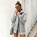 Tomshoo New Women Plush Faux Fur Coats Cardigan Hooded Long Sleeve Pockets Fake Cashmere Furry Winter Casual Overcoat Outwear