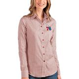 Philadelphia 76ers Antigua Women's Structure Button-Up Long Sleeve Shirt - Red/White