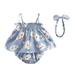 Mjbaby Baby Girls Newborn Clothes Cute Bowknot Striated Sleeveless Dress +Pants + Headband Sets Size S