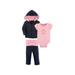 Yoga Sprout Baby Girl Hoodie, Bodysuit & Pants, 3pc Outfit Set