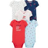 Carter's Baby Girls' 5 Pack S/S Bodysuits, Cherry, 6 Months