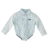 Wrangler Apparel Boys Infant Long Sleeve Denim Onesie 12 MOS Faded Blue