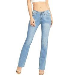 Wax Jeans Women's Juniors Mid Rise Slimming Bootcut Jeans (7, Light Denim)