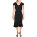 Betsey Johnson Womens Petites V-Neck Cap Sleeve Midi Dress