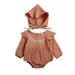 Newborn Baby Girl Bodysuit Cotton Linen Clothes Solid Pink Beige Long Sleeve Bodysuit Hat Casual Baby Girls Outfit Newborn Sets